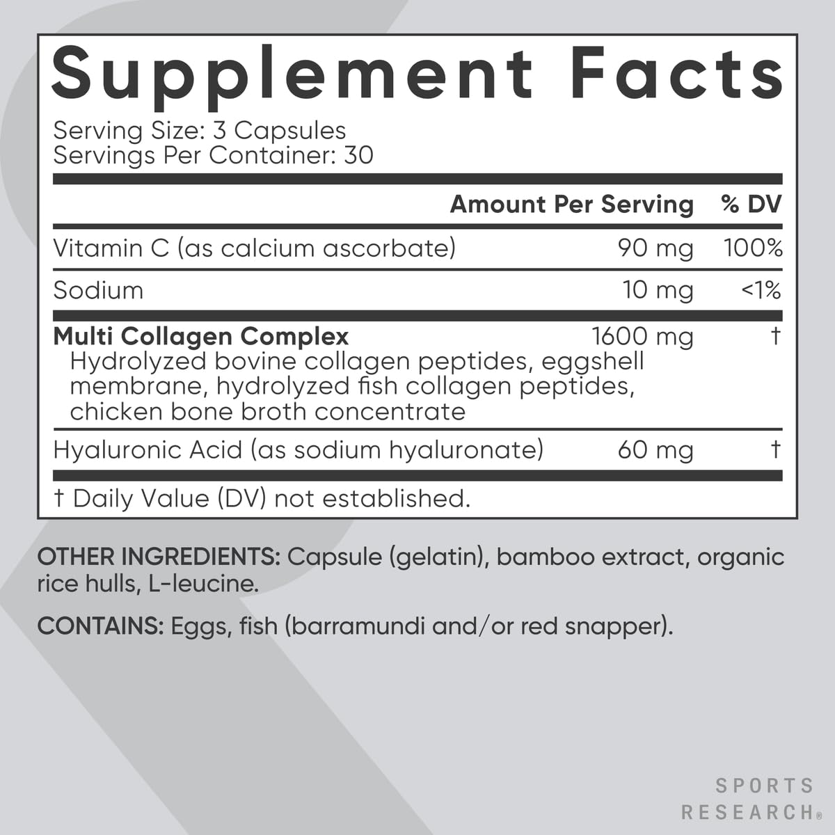 Sports Research Multi Collagen Capsules, 90 Count