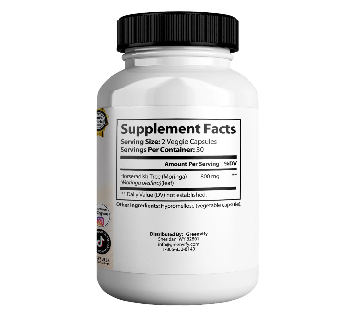 GREENVIFY Leptozan Max 800mg Horseradish Tree Moringa Supplement Capsule 300 Count