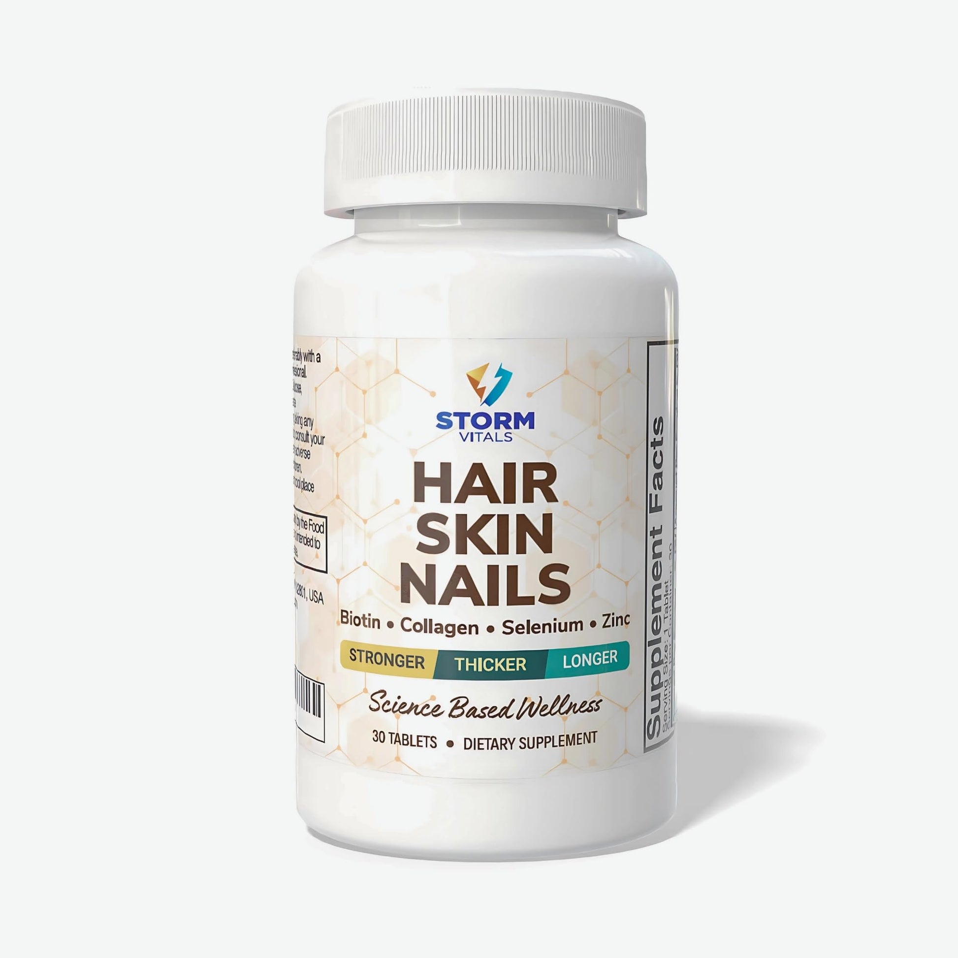 STORM VITALS Hair, Skin & Nails – High-Potency Formula with Biotin, B-Complex, Hyaluronic Acid, Zinc, Selenium & Collagen – 30 Tablets