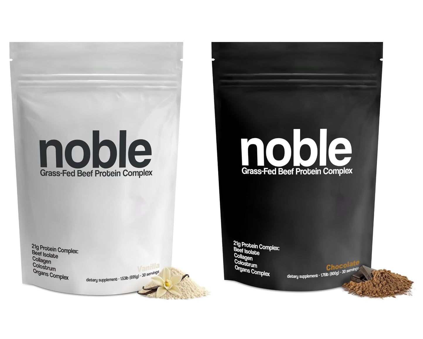 Noble Origins All-in-One Protein Powder Bundle, Vanilla & Chocolate, 2-Pack, 53.6