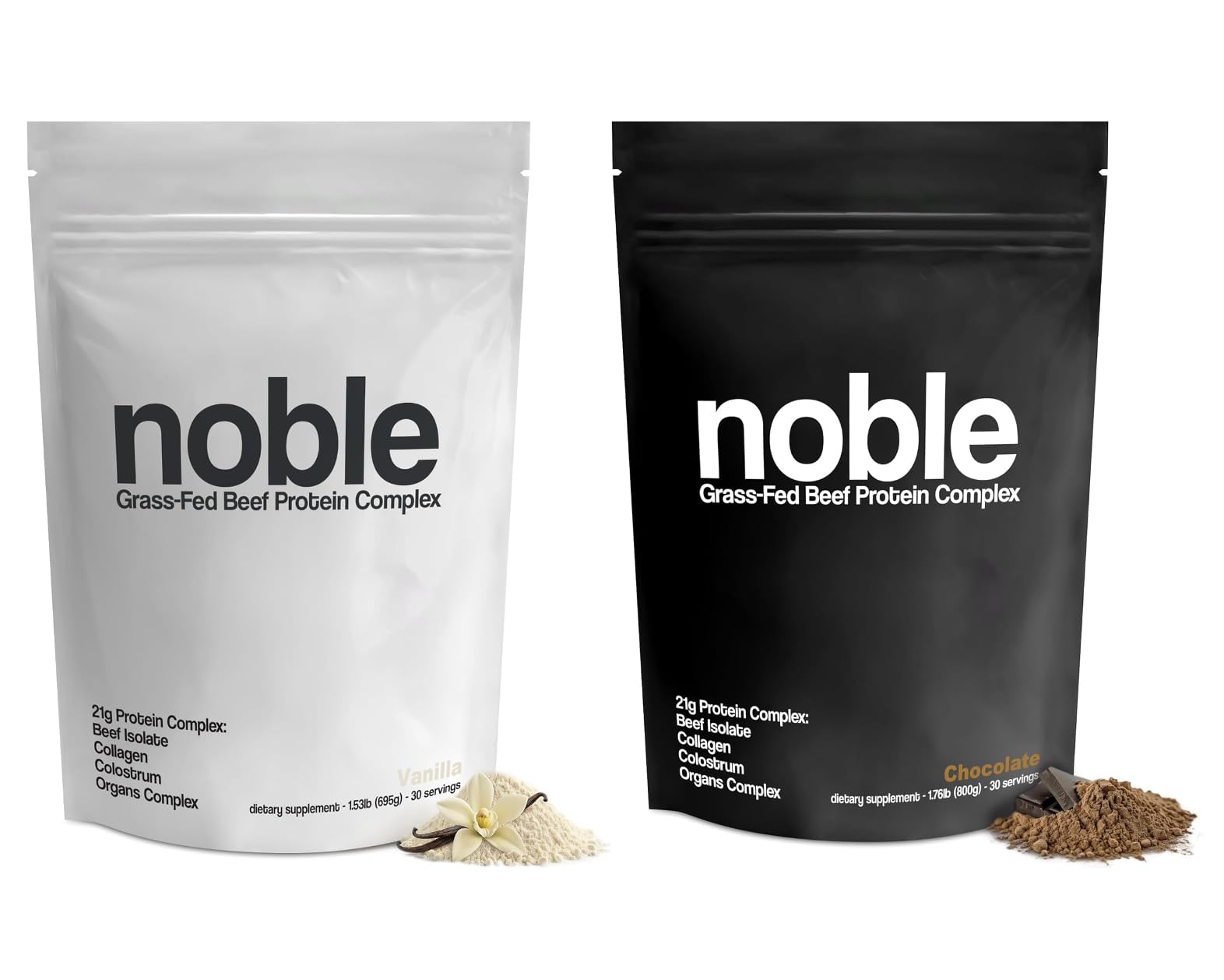 Noble Origins All-in-One Protein Powder Bundle, Vanilla & Chocolate, 2-Pack, 53.6
