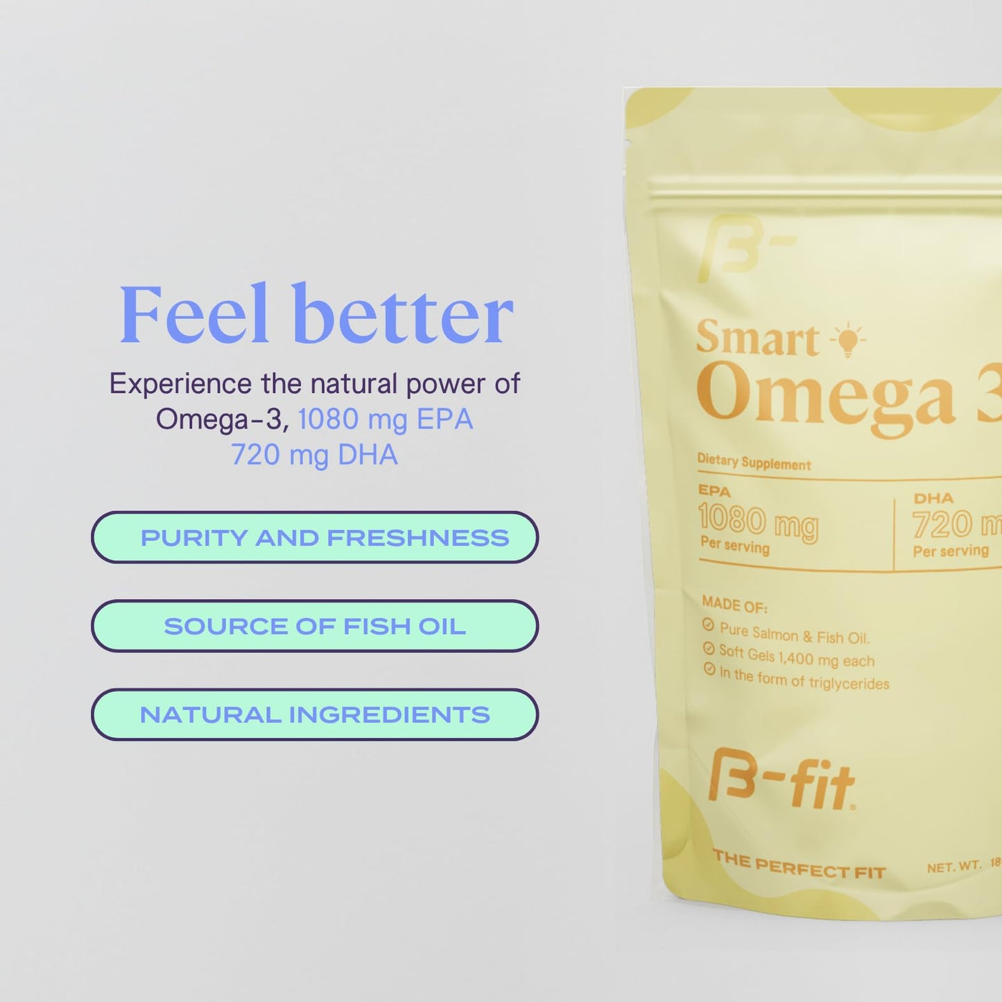 B-fit Omega 3 Fish Oil Capsule, 180 Count