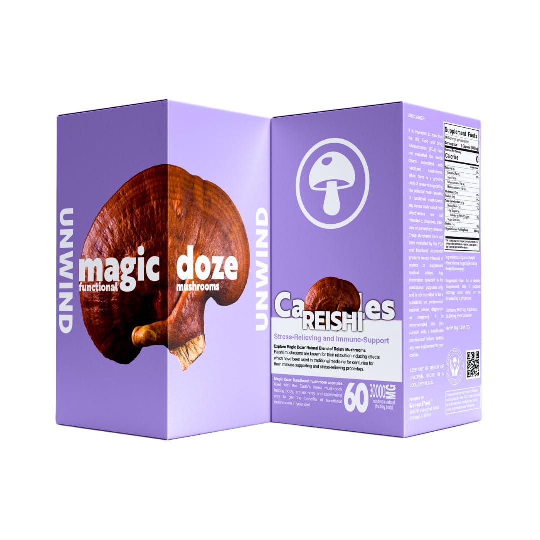 Magic Doze Reishi Mushroom Supplement, 60 Capsules