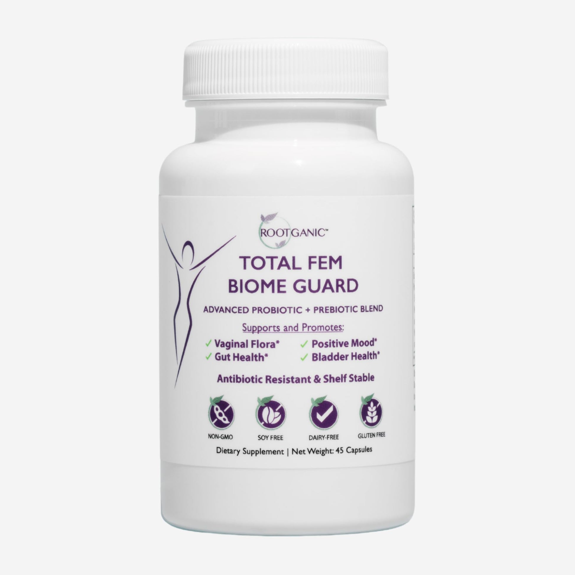 Rootganic Total Fem Biome Guard Pre+Probiotics for Women Capsule 45 Count
