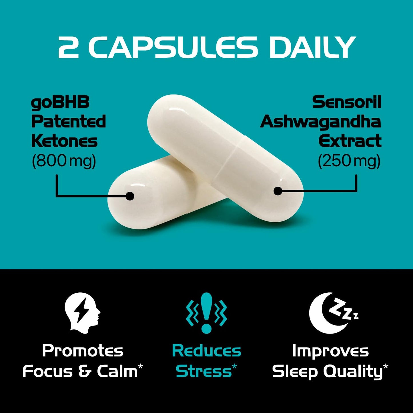 Real Ketones Calming Cortisol Supplement Capsule 60 Count