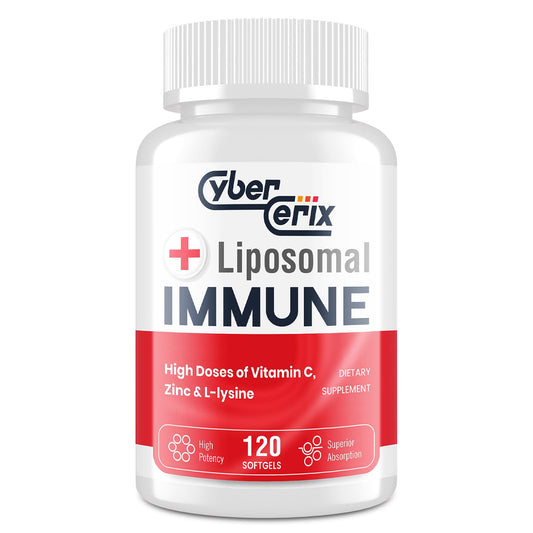 CyberCerix Advanced Liposomal Immune Supplement with L-Lysine 1500mg, Vitamins, Minerals & Herbal Extracts, 120 Capsules