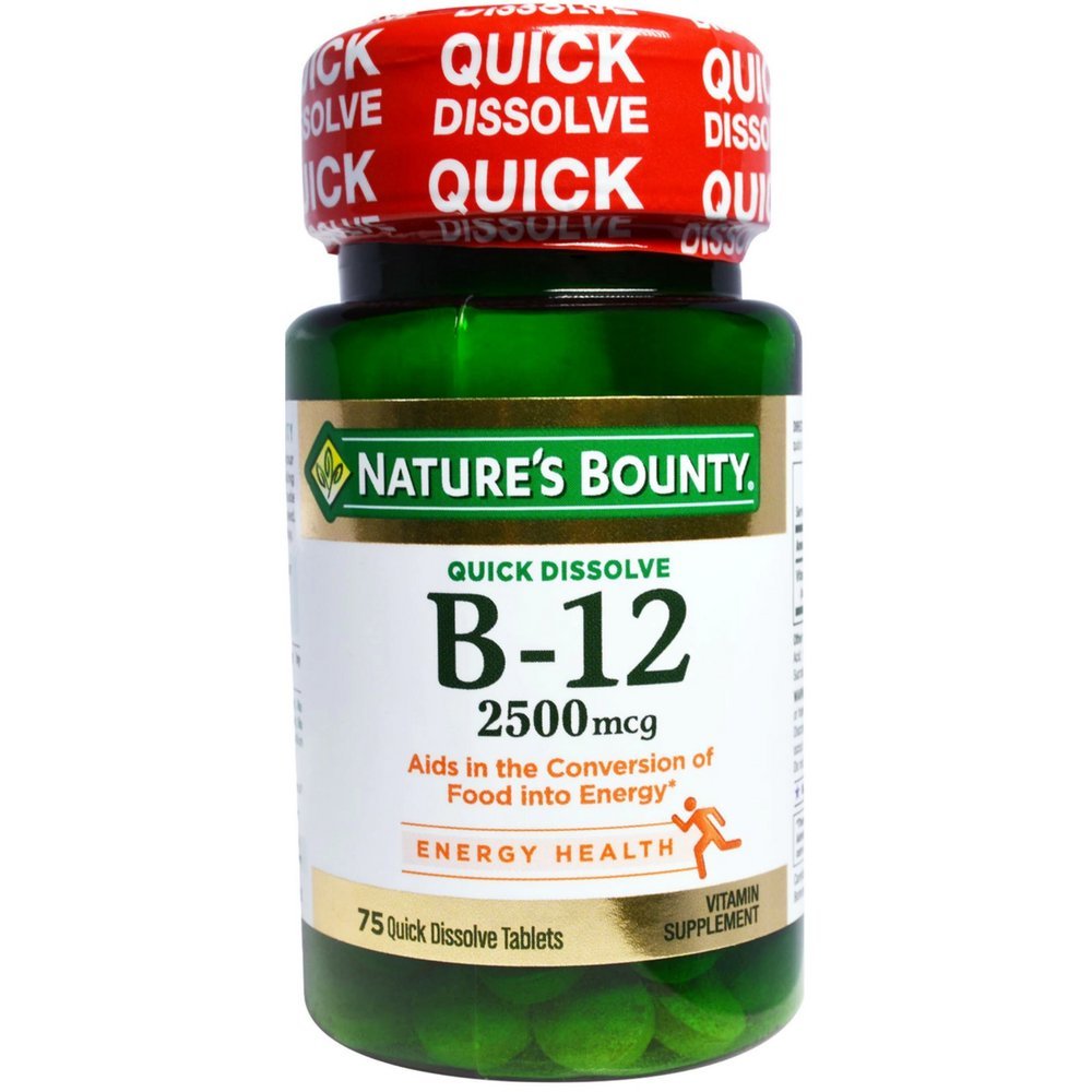 Nature's Bounty Vitamin Quick Dissolve B-12 2500 mcg Tablets, 5 Pack