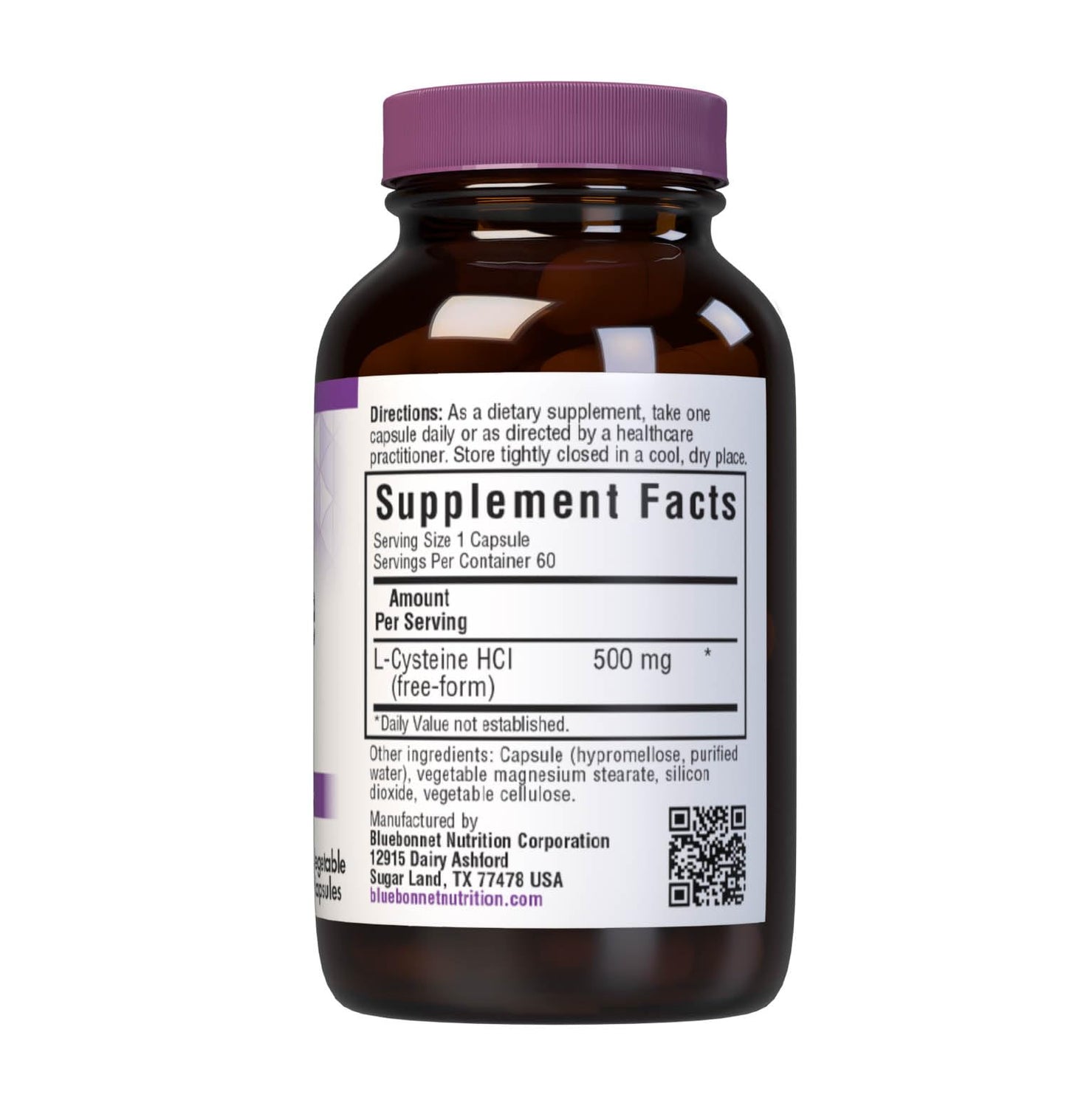 BlueBonnet L-Cysteine 500mg Capsule, 60 Capsules