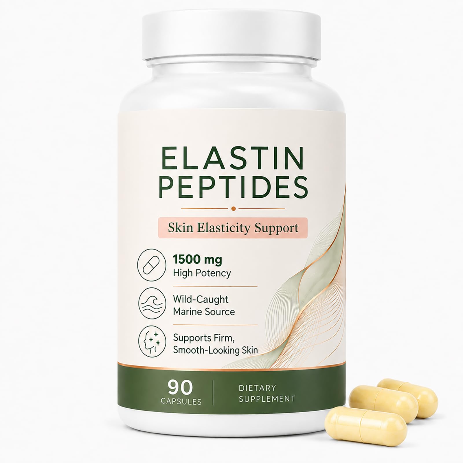 UOZXIL Elastin Peptide Skin Tightening Formula 1500mg Per Serving Capsules, 90 Capsules