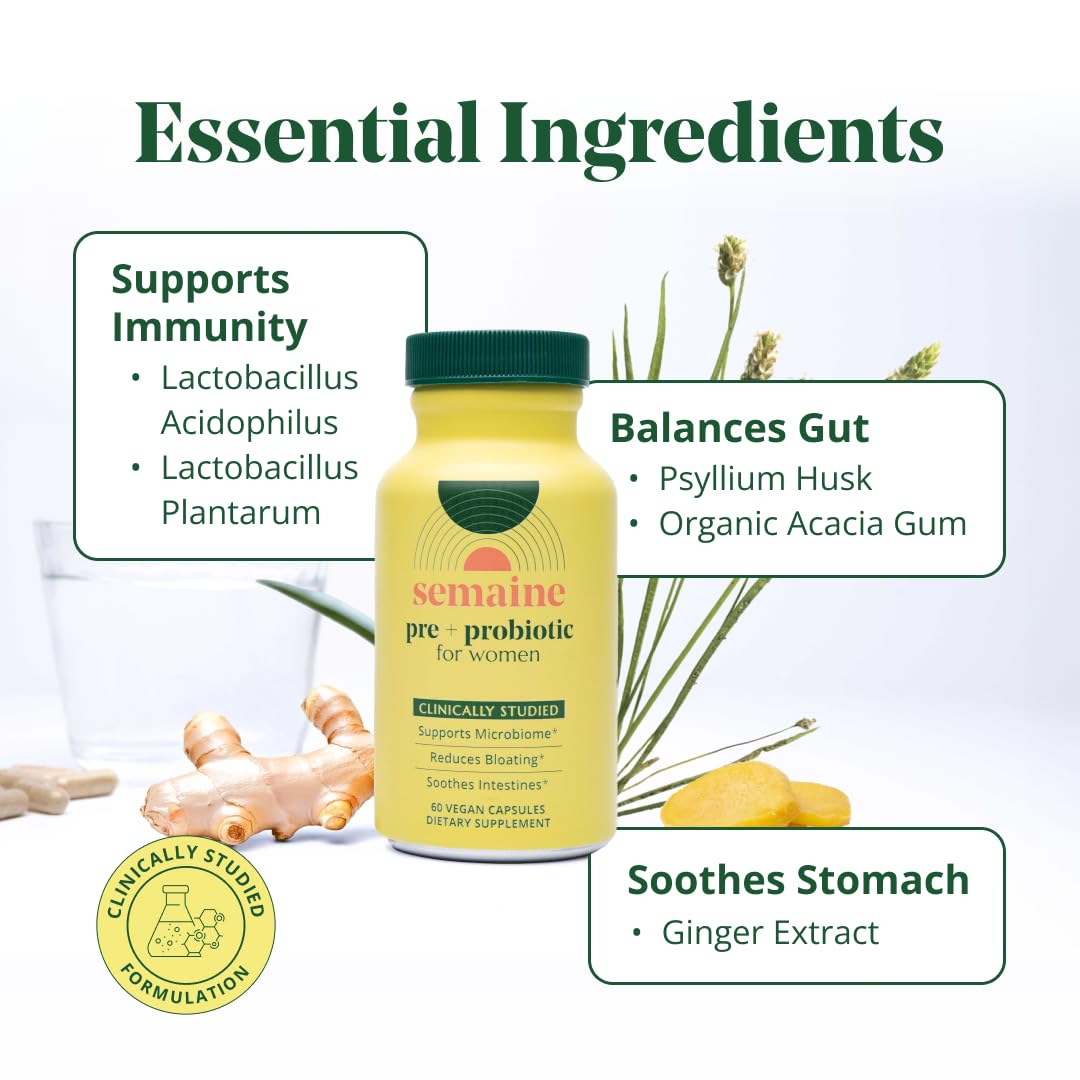 Semaine Urinary Tract & Gut Bundle for Women, Bladder Comfort + Gut Health Support, Clinically-Studied Ingredients, 90 Capsules