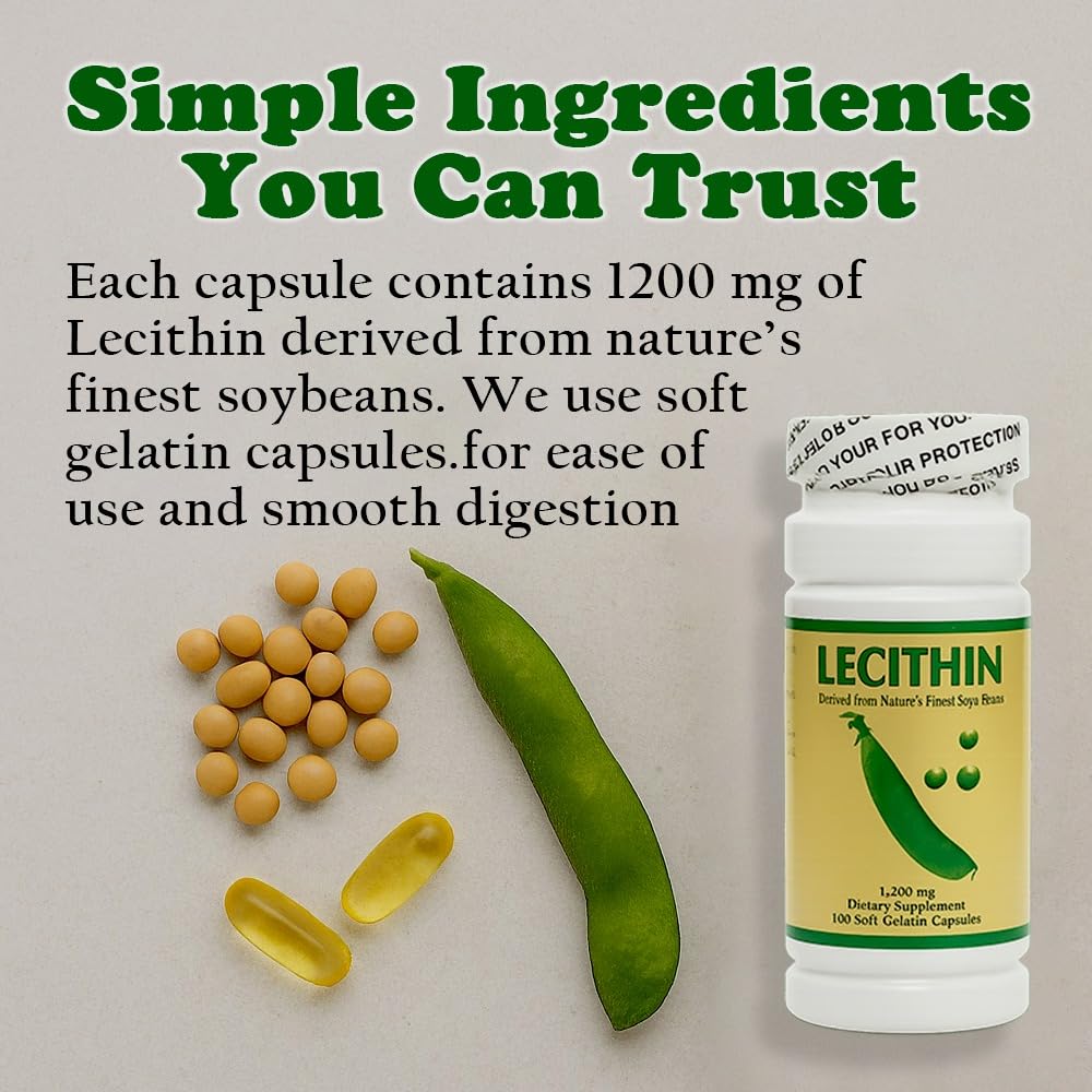 NCB NCB TECHNOLOGY Soy Lecithin 1,200 mg Non-GMO Capsule, 100 Capsules