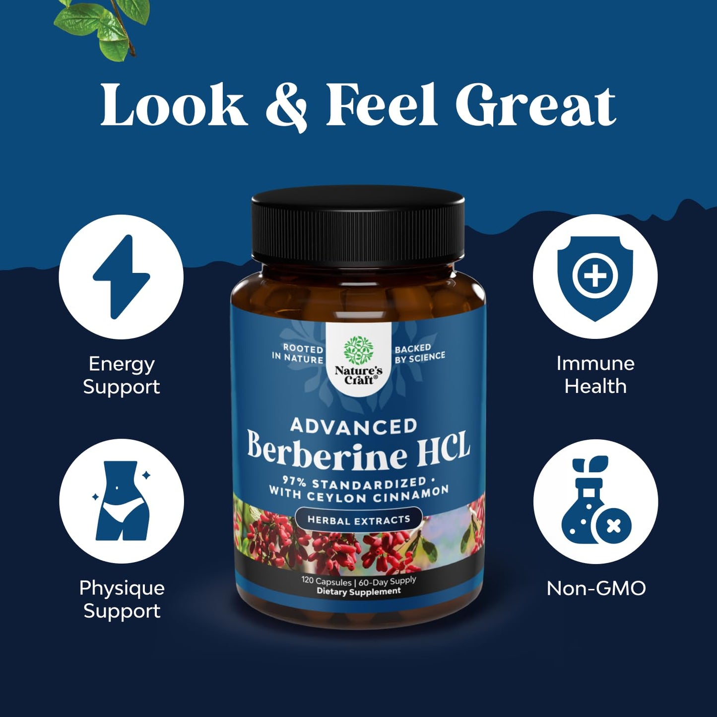 Natures Craft Balancing Berberine Plus 1200mg Per Serving Complex Capsules, 120 Capsules
