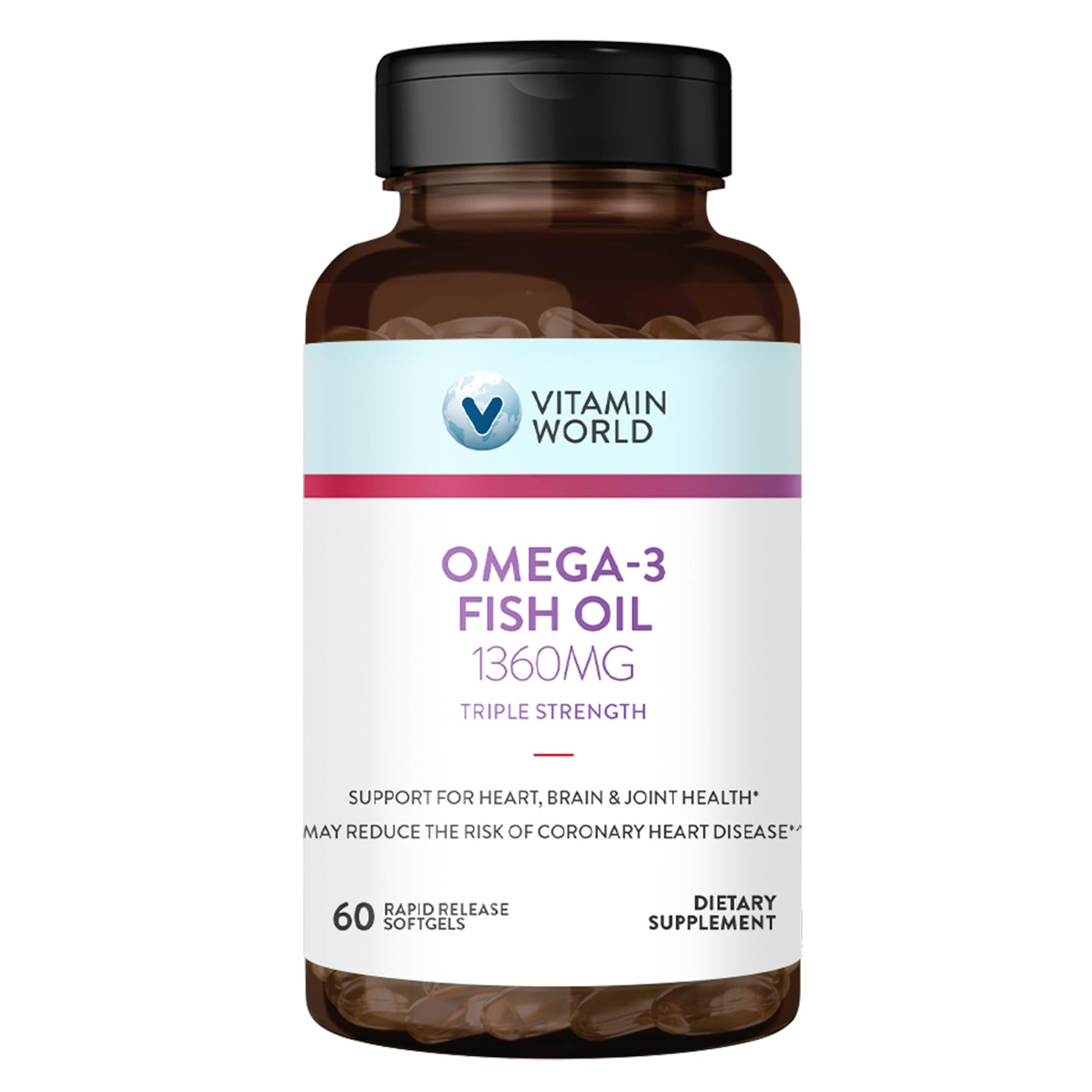Vitamin World Triple Strength Omega 3 Fish Oil 1360 mg Softgels, 60 Count