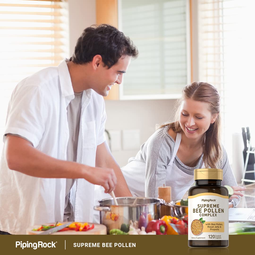 Piping Rock Bee Pollen with Royal Jelly and Propolis Caplets, 120 Count