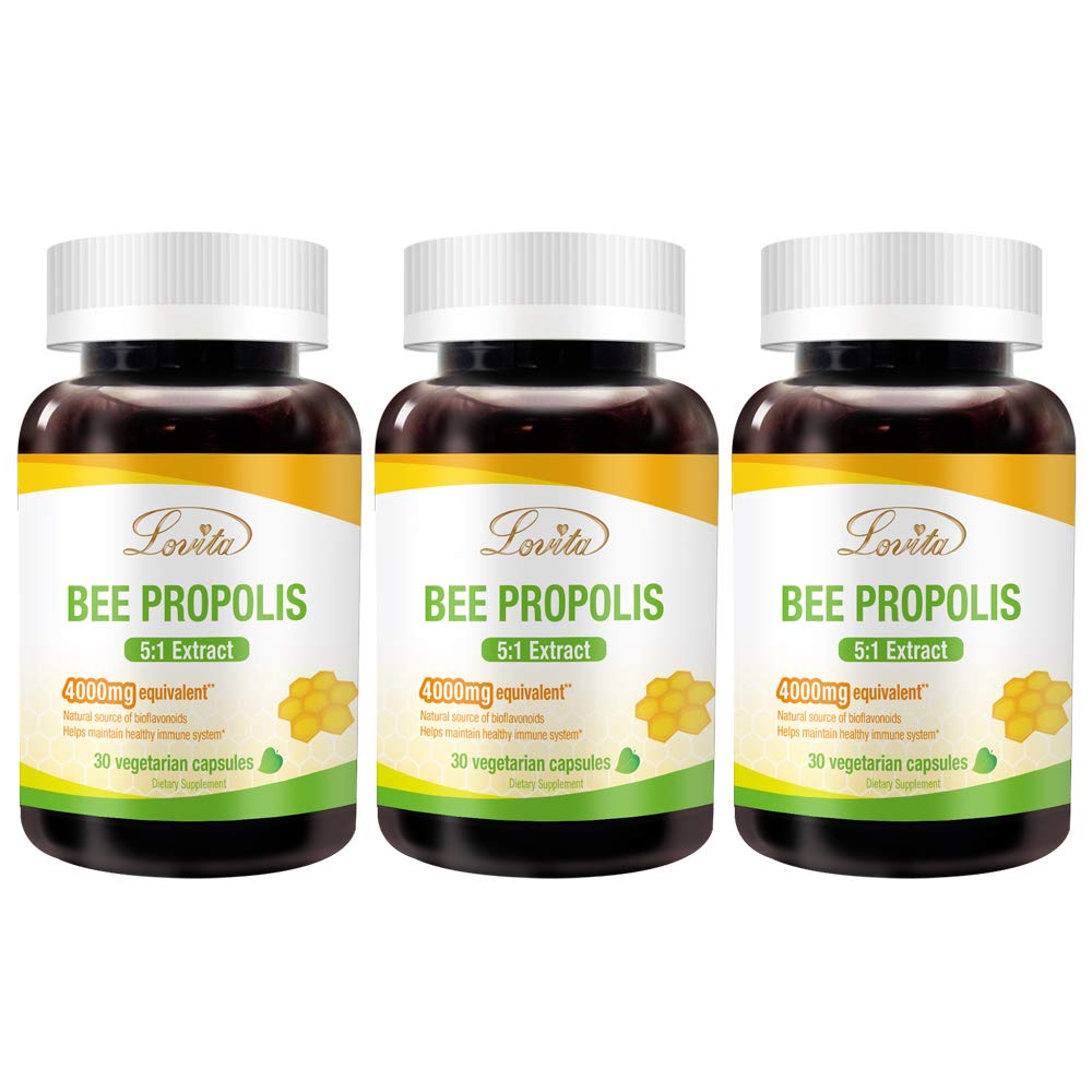 Lovita Propolis Capsule 800mg, 5:1 Concentration, Natural Bee Propolis Extract, 90 Capsules