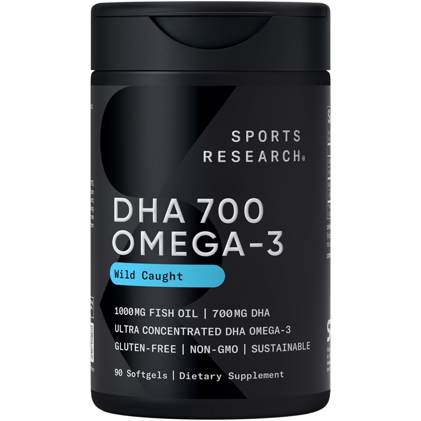 Sports Research DHA Omega-3 Fish Oil 700 mg Softgels 90 Count