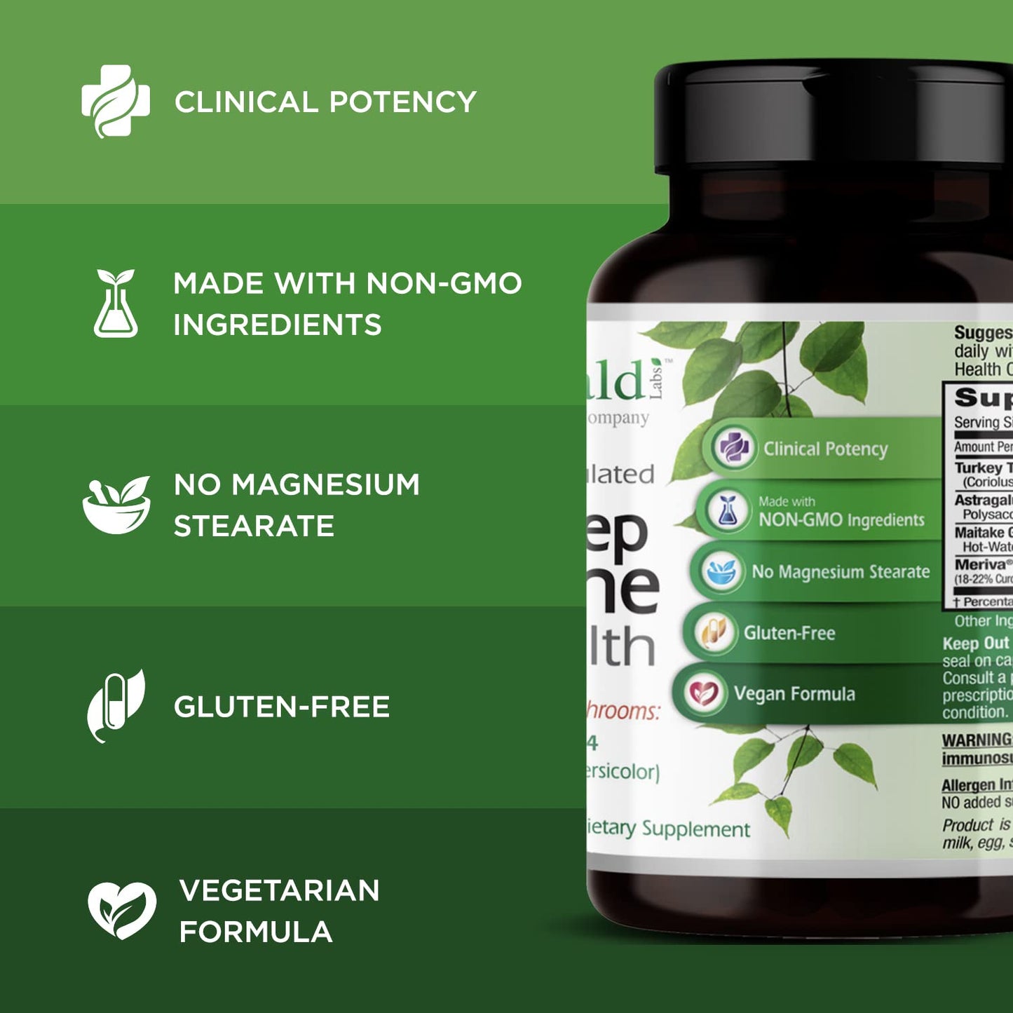 Emerald Labs Deep Immune Health Immune Support with Maitake Gold Mushrooms, Meriva Turmeric & Astragalus Extract Capsules, 60 Count