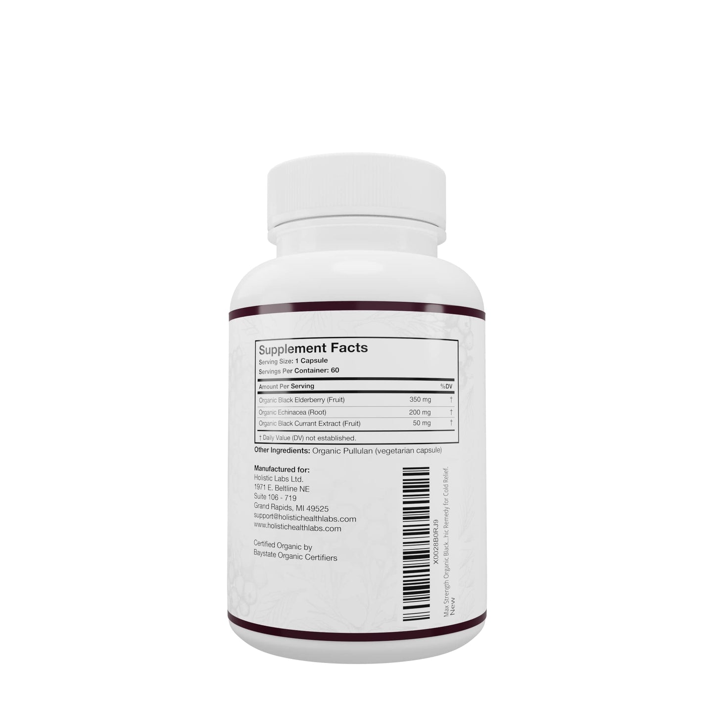 Wiseceutical Black Elderberry, Black Currant Extract & Echinacea 3 in 1 Natural Immune Support & Vitamin C Capsules, 60 Count