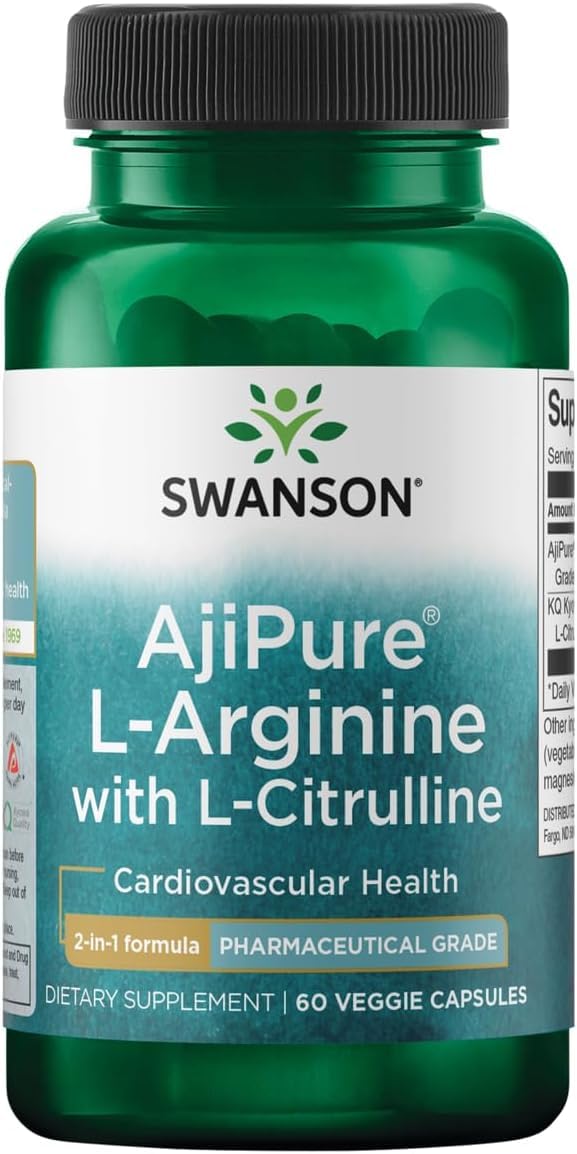 Swanson Ajipure L-Arginine with L-Citrulline 60 Veg Capsules