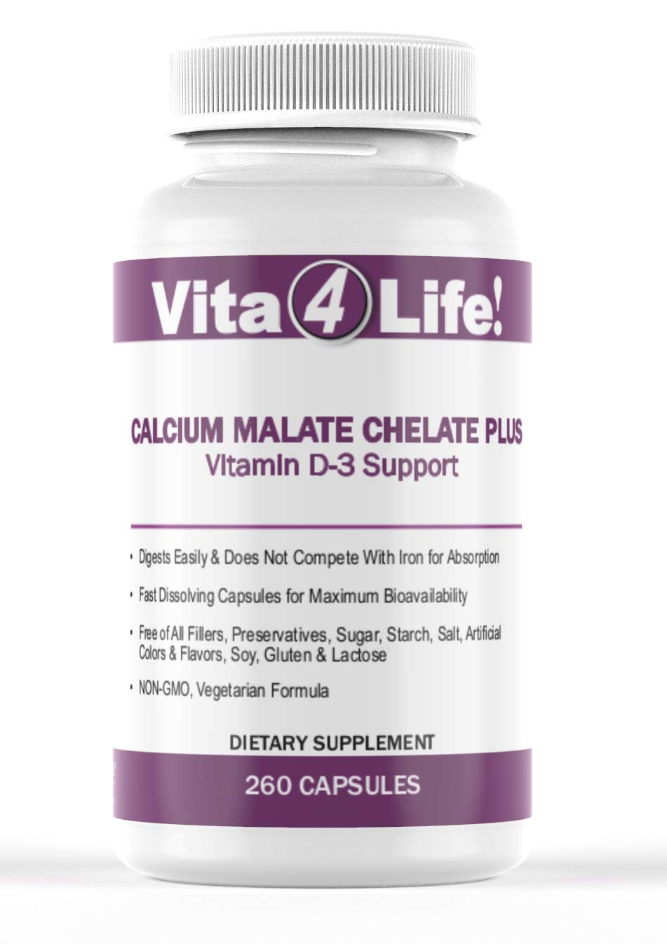 Vita4Life Calcium Malate + D3 Fast-Dissolve Capsules, 360 Count