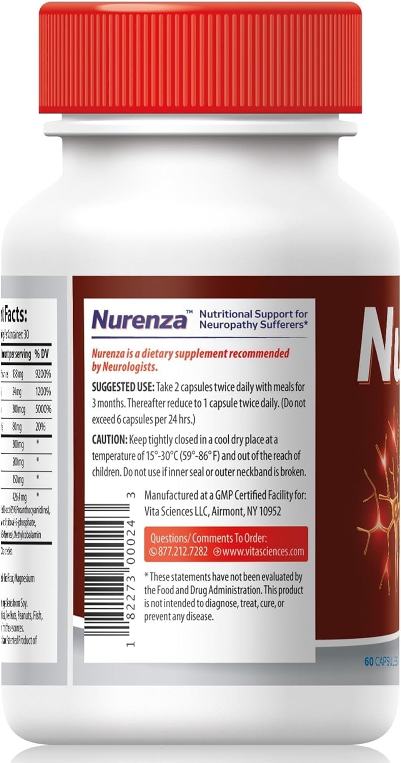 Vita Sciences Nurenza Neuropathy Support Supplements Softgels, 180 Count