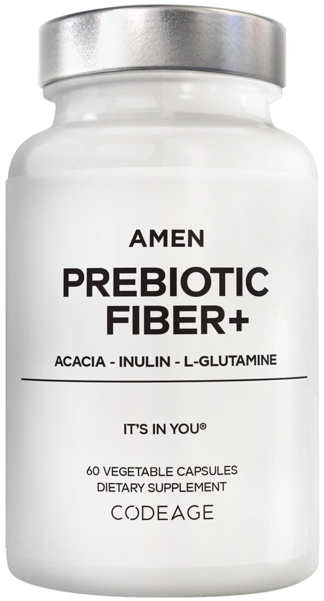 Amen Prebiotic Fiber, Acacia, Chicory Inulin, L-Glutamine, 60 Capsules