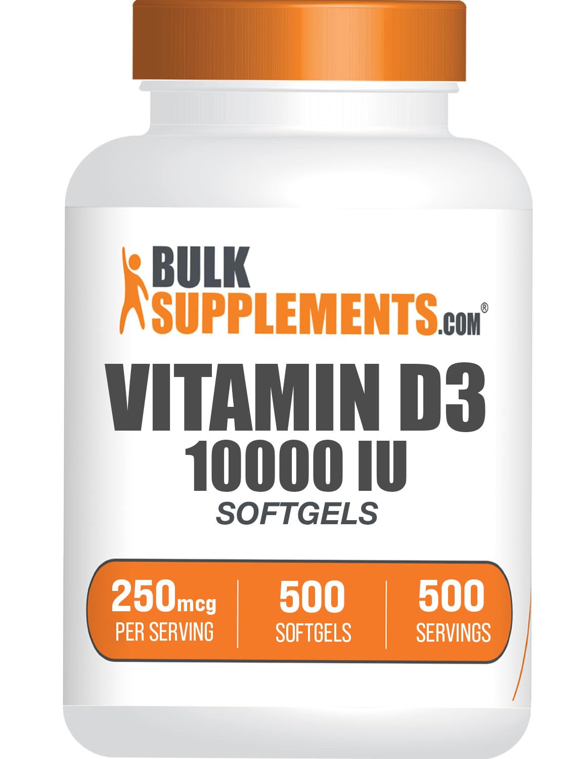 BulkSupplements Vitamin D3 10000IU Softgels, 500 Softgels