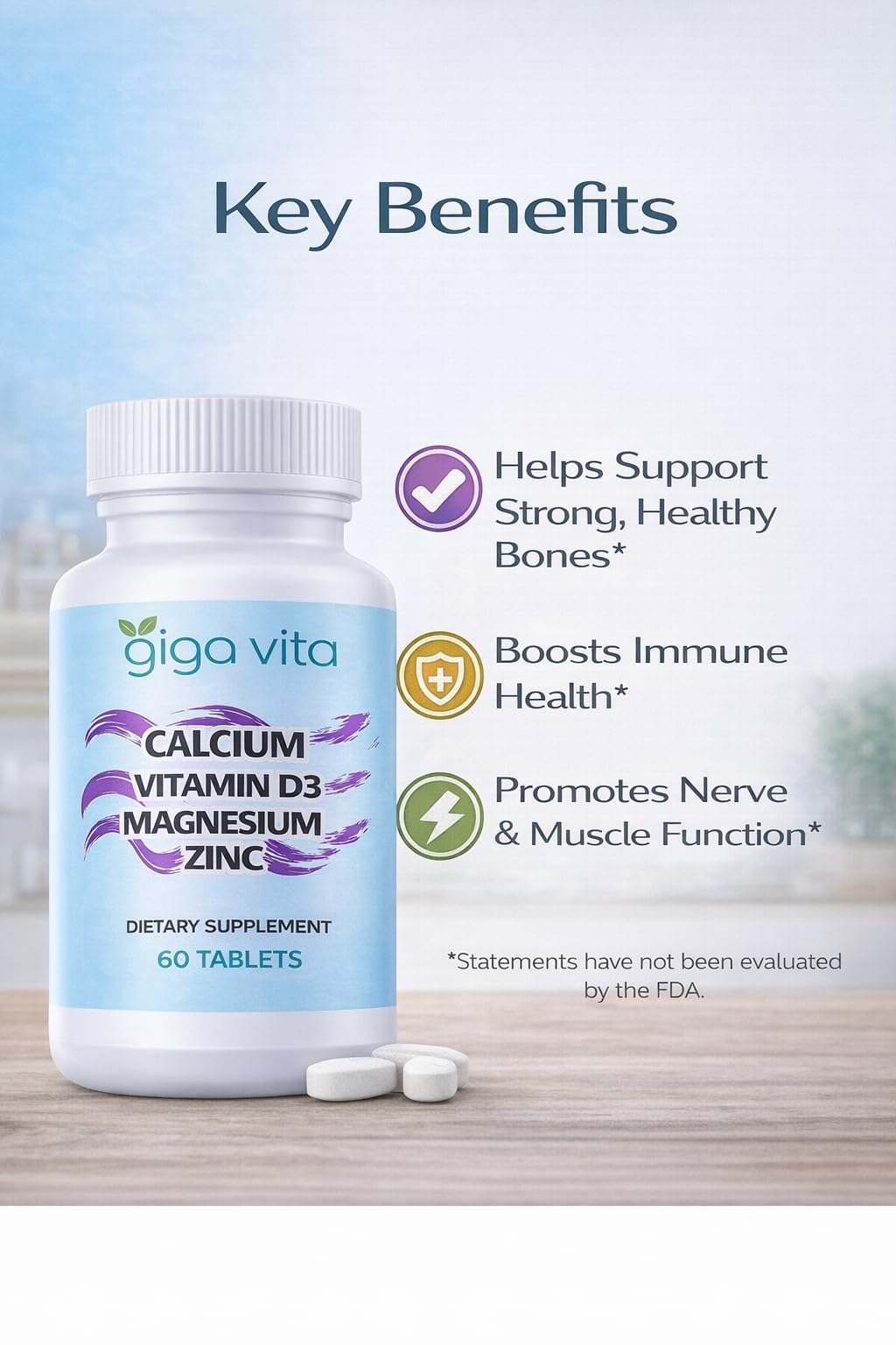 Giga Vita Calcium Vitamin D3 Magnesium Zinc Capsule, 60 Capsules