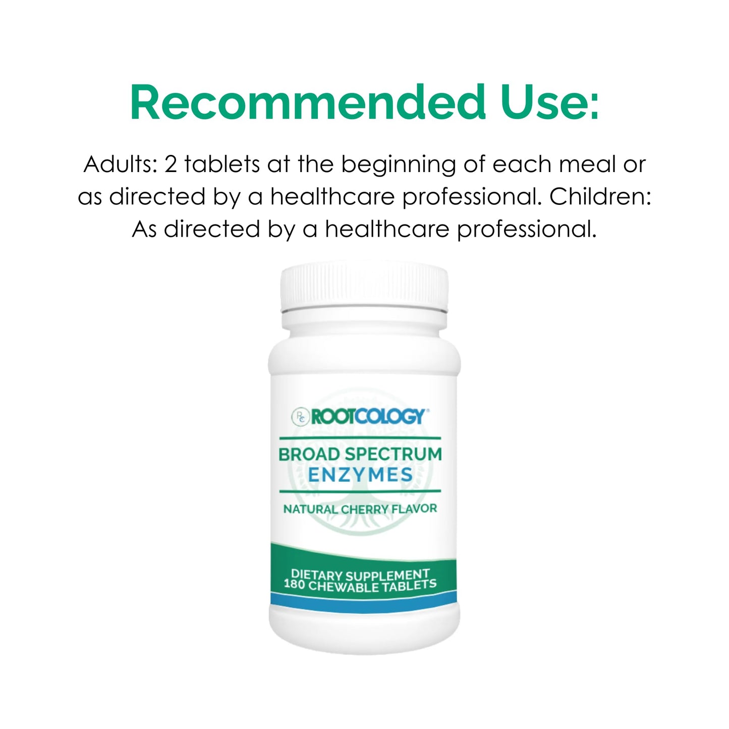 Rootcology Broad Spectrum Enzymes Complete Digestive Support Formula Chewable Tablets 180