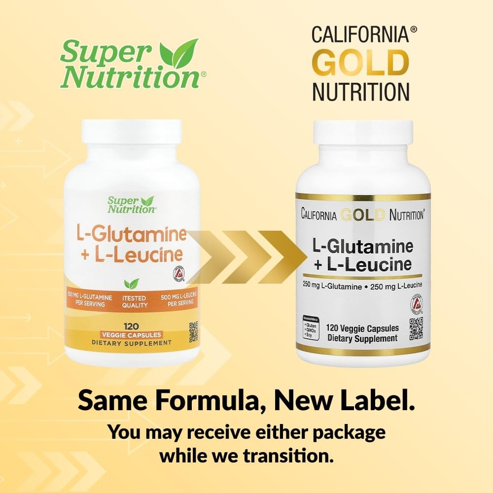 SuperNutrition L-Glutamine + L-Leucine Veggie Capsules, 120 Capsules