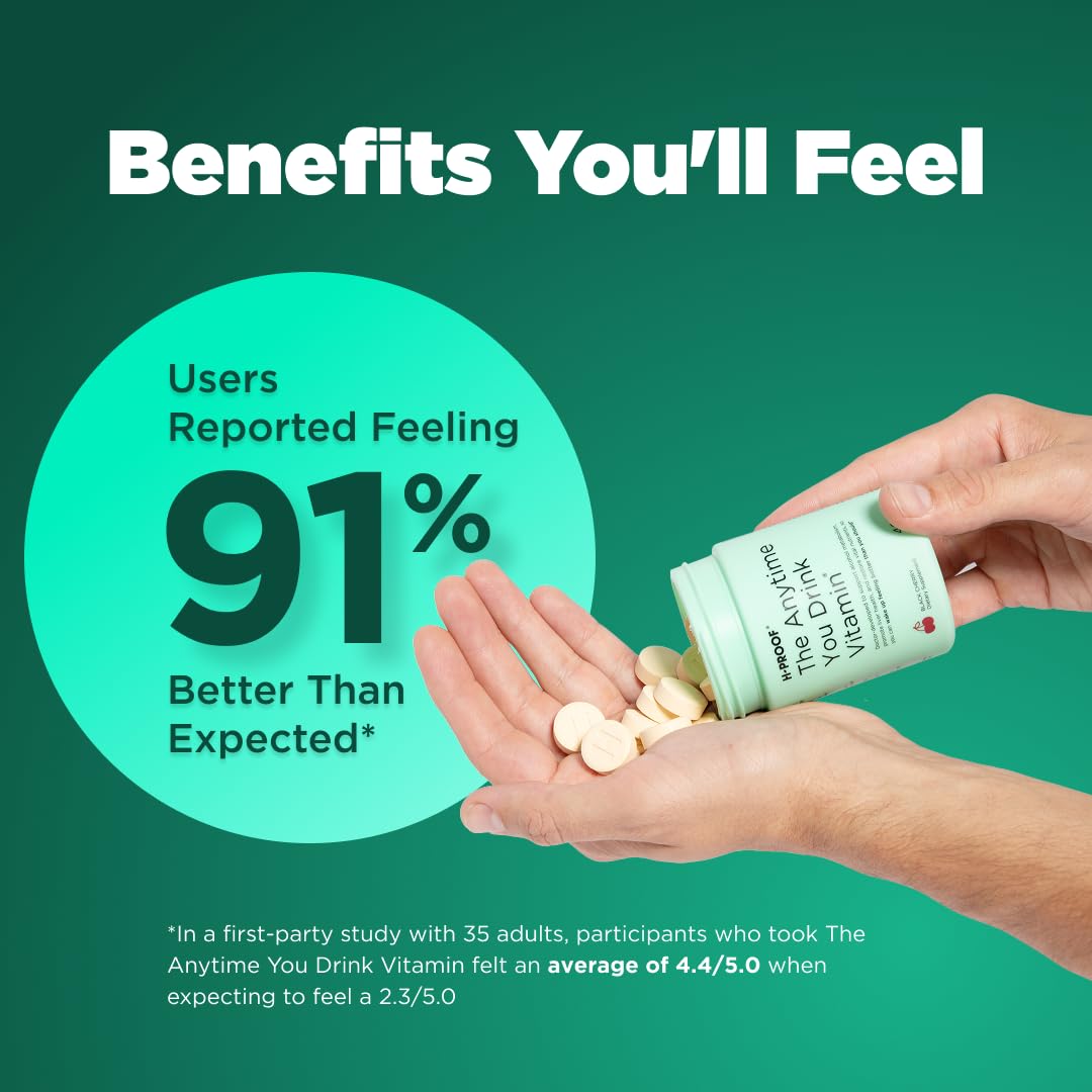 H-PROOF The Anytime You Drink Vitamin, Liver Health & Immunity Support with Electrolytes, Milk Thistle, and Vitamins B & C - 40 Tablets