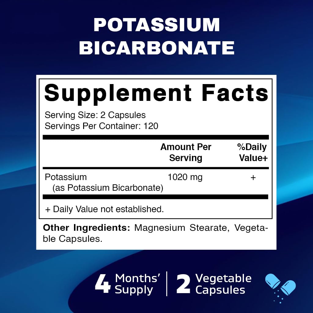 Vitamatic Potassium Bicarbonate Supplement Capsule, 1020 mg, 240 Count