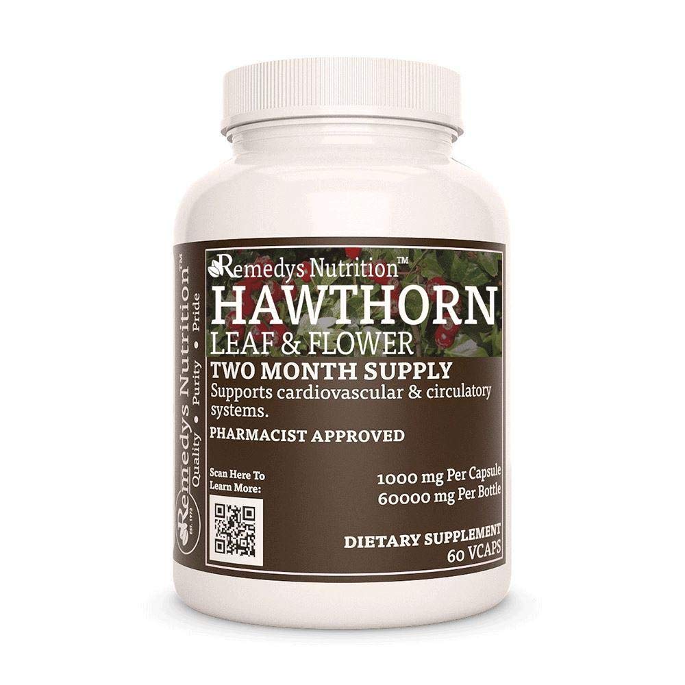 Remedy’s Nutrition Hawthorn Leaf & Flower 1,000 mg Capsules, 60 Count