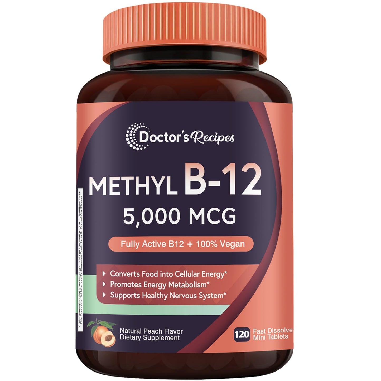 Doctor's Recipes Vitamin B12 Methylcobalamin 5000 mcg Tablets, 120 Tablets