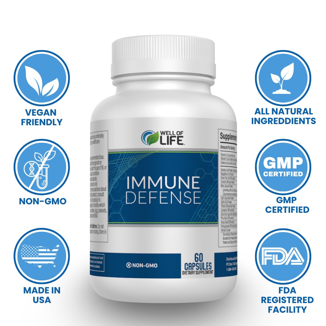 Well of Life Immune Defense 600mg Veg Capsules, 60 Capsules