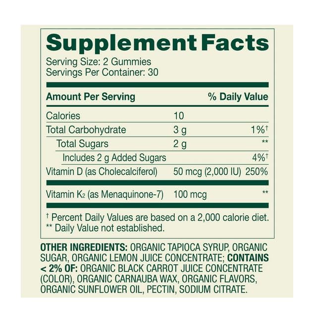 H4U Vitamin K2 + Vitamin D3 Gummies, 60 Count