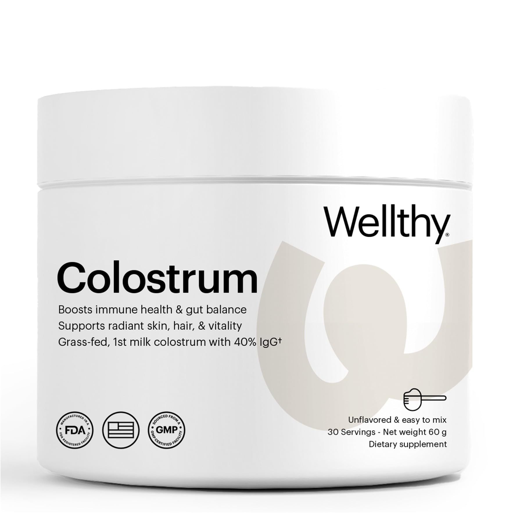 Wellthy Colostrum Powder, 2 oz, 30 Servings