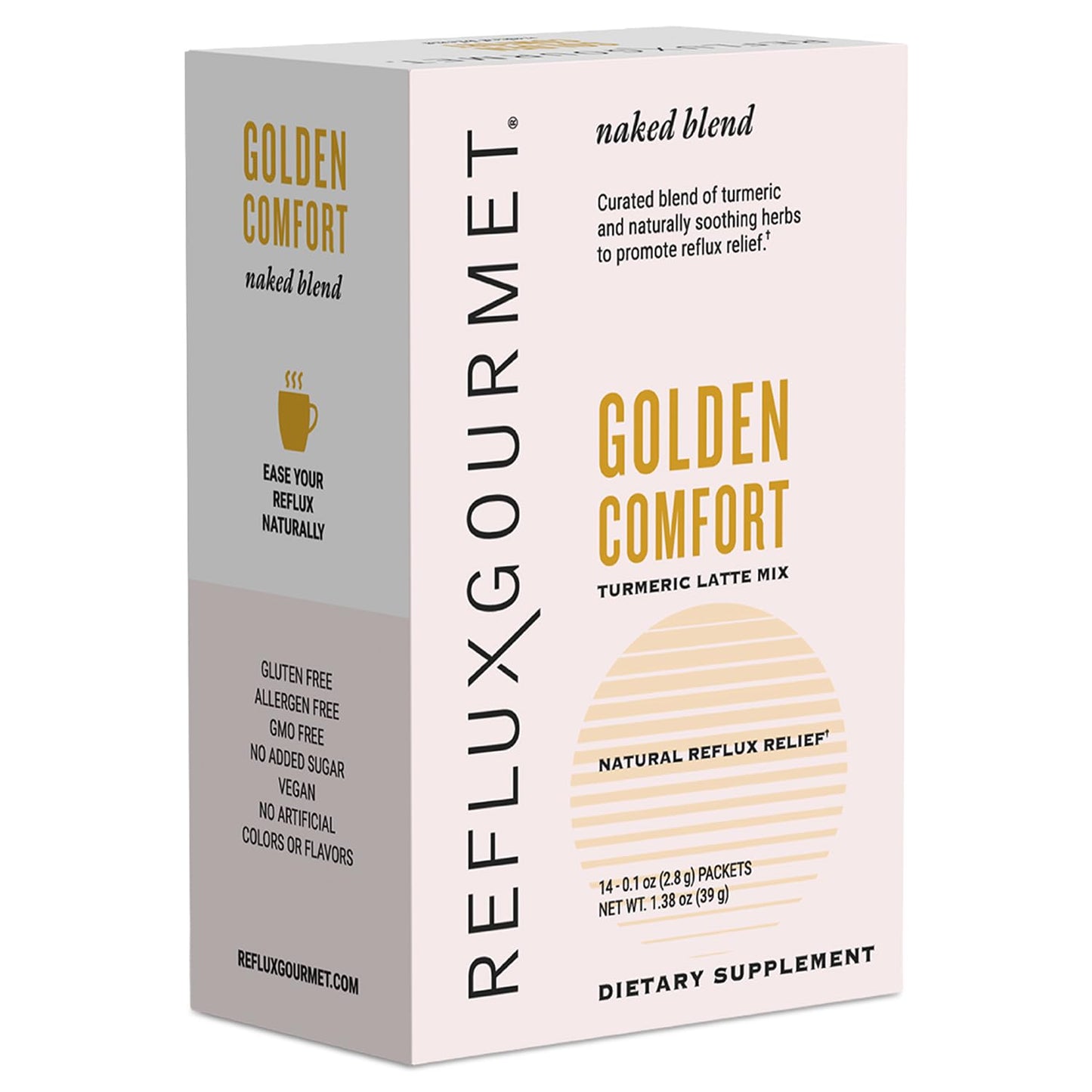 REFLUX GOURMET Golden Comfort Naked Blend – Turmeric Latte with Organic Ginger, Cinnamon, Cardamom, Clove & Black Pepper Extract Powder 1.38 oz
