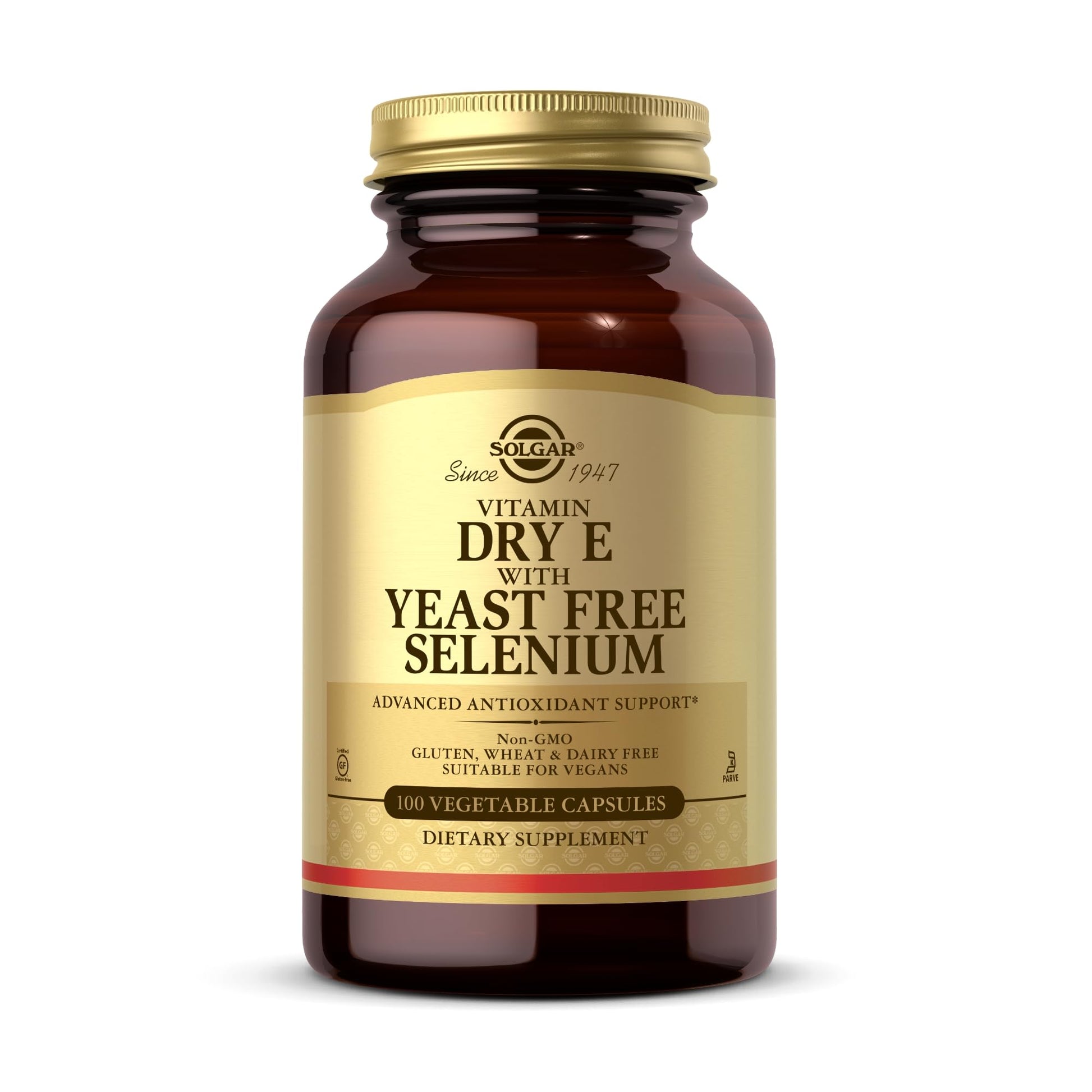 Solgar Dry Vitamin E with Yeast-Free Selenium Capsules, 100 Capsules