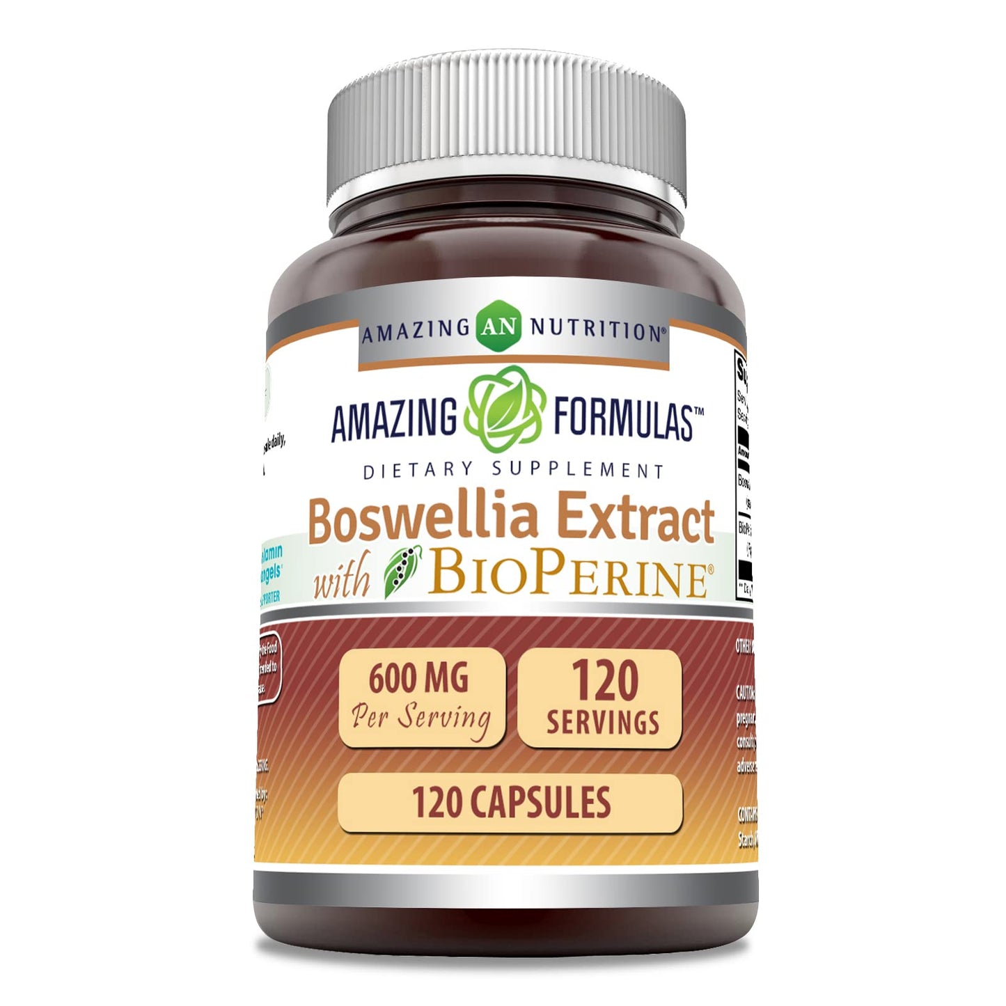 Amazing Nutrition Boswellia Extract with Bioperine 600 Mg per Serving Capsules, 120 Capsules