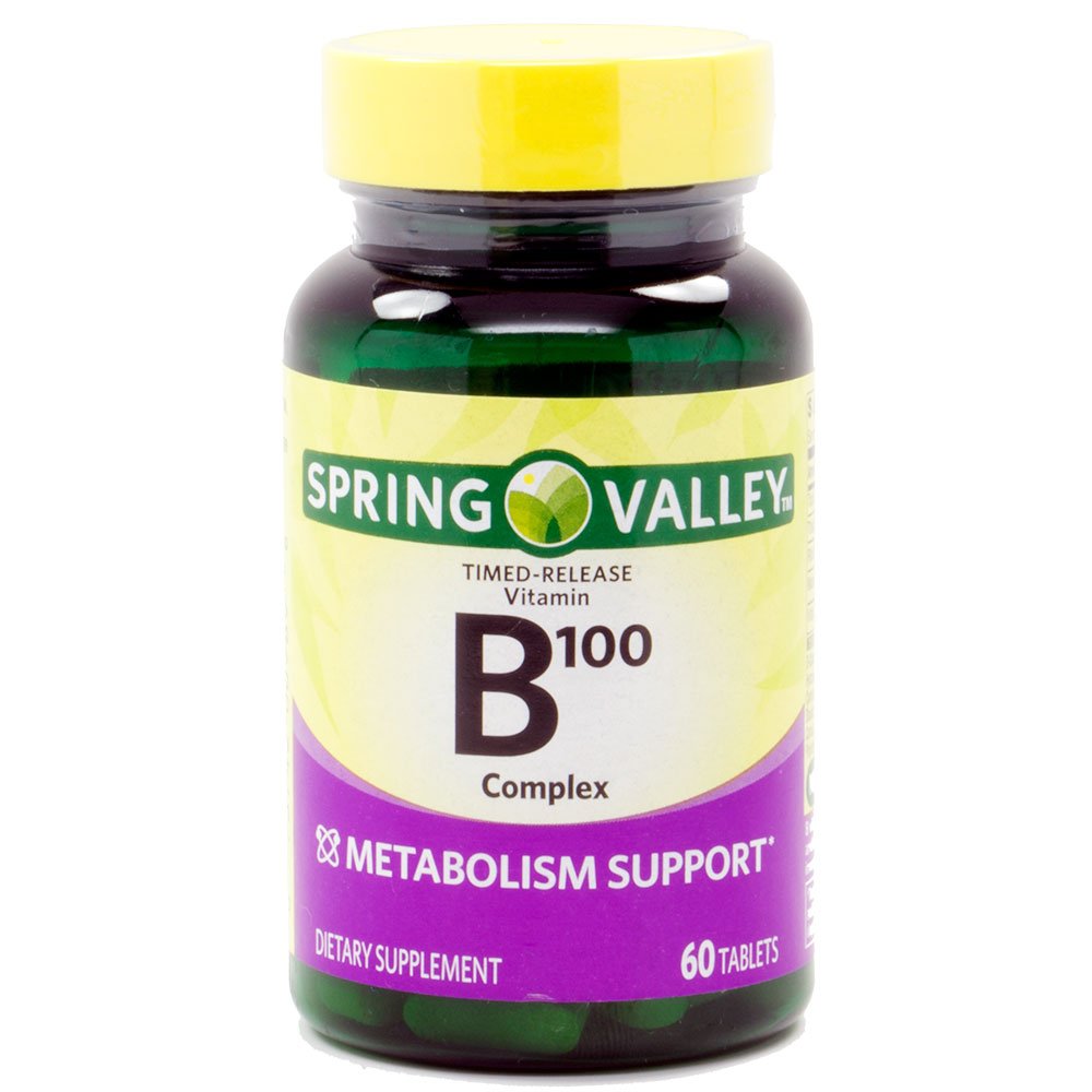 Spring Valley Natural Time Release B-Complex Metabolism Support B100 Tablets, 60 Count