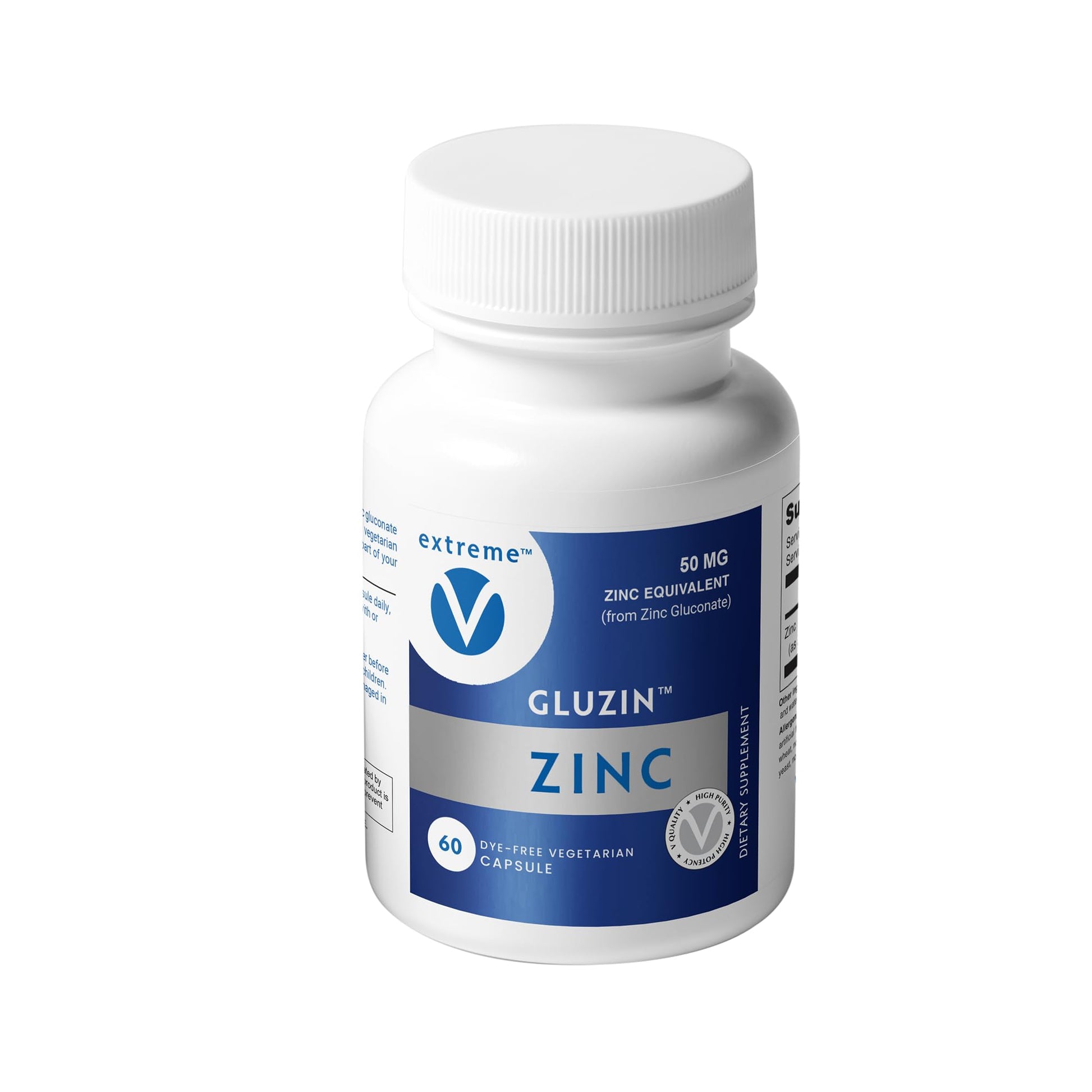 extreme V Gluzin Zinc Gluconate 50 mg Capsules, 60 Count