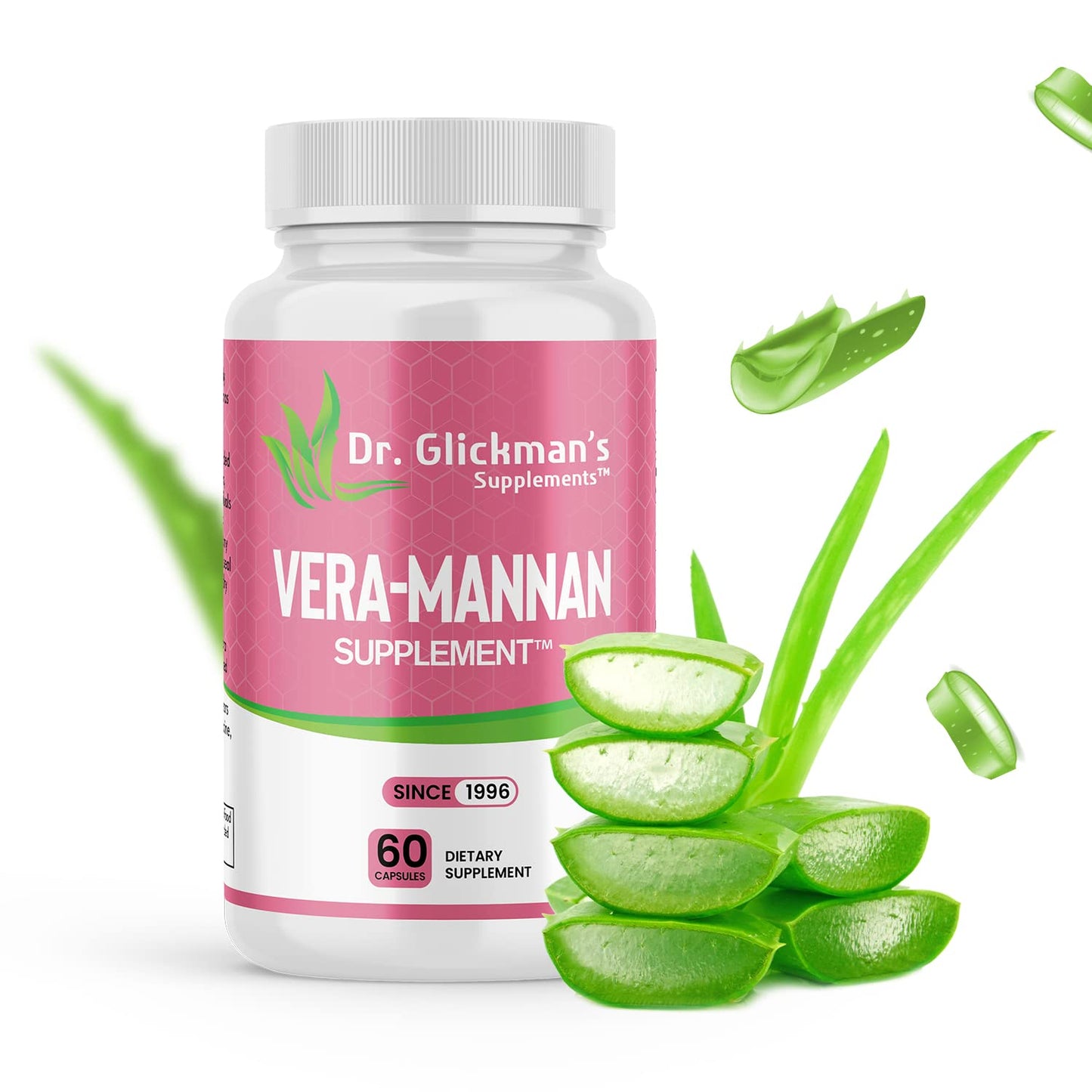 Dr. Glickman’s Supplements Vera-Mannan Aloe Vera Capsules with Vitamin E, 60 Capsules