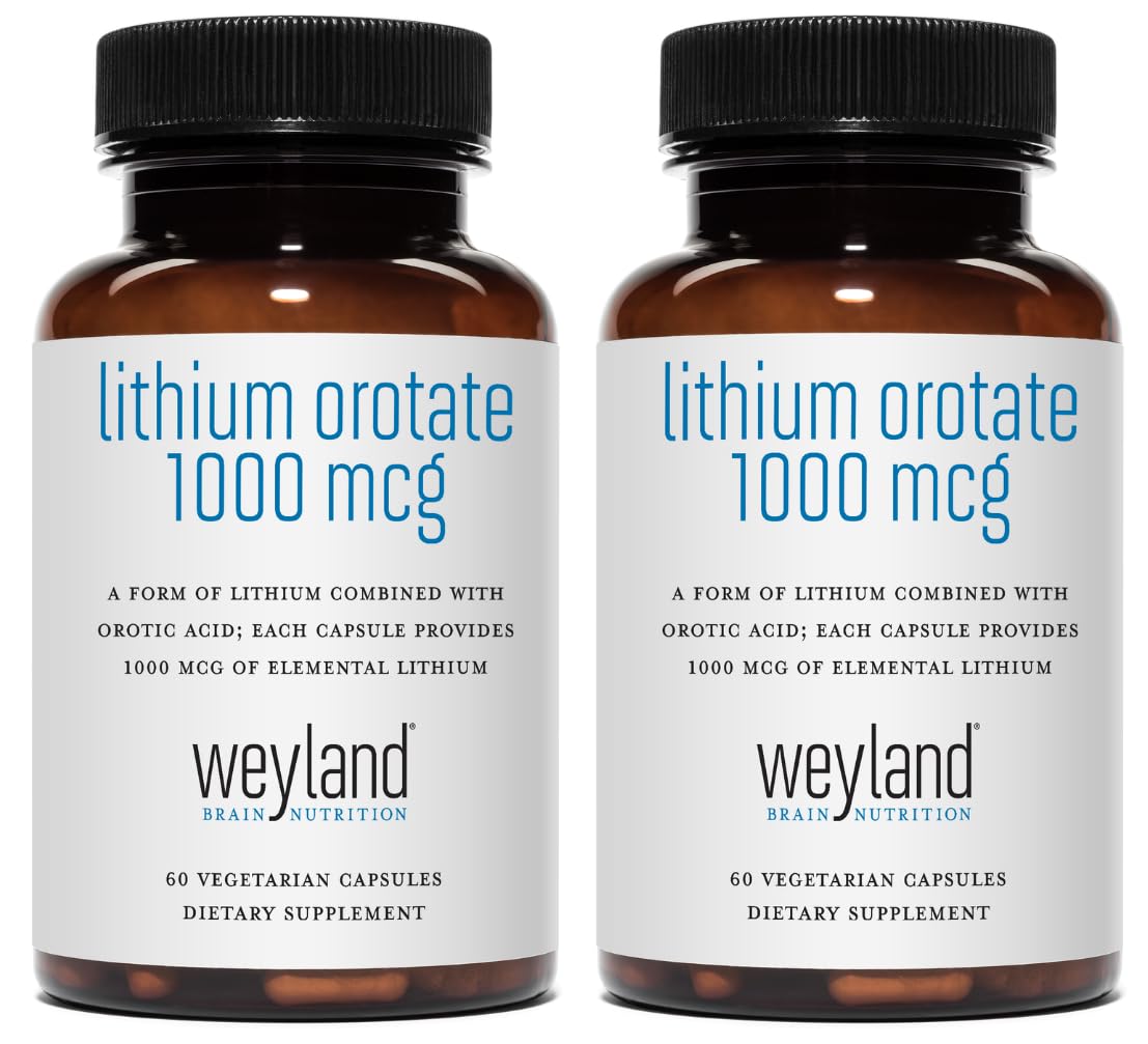 Weyland Brain Nutrition Lithium Orotate 1000 mcg Elemental Lithium Capsules, 120 Count