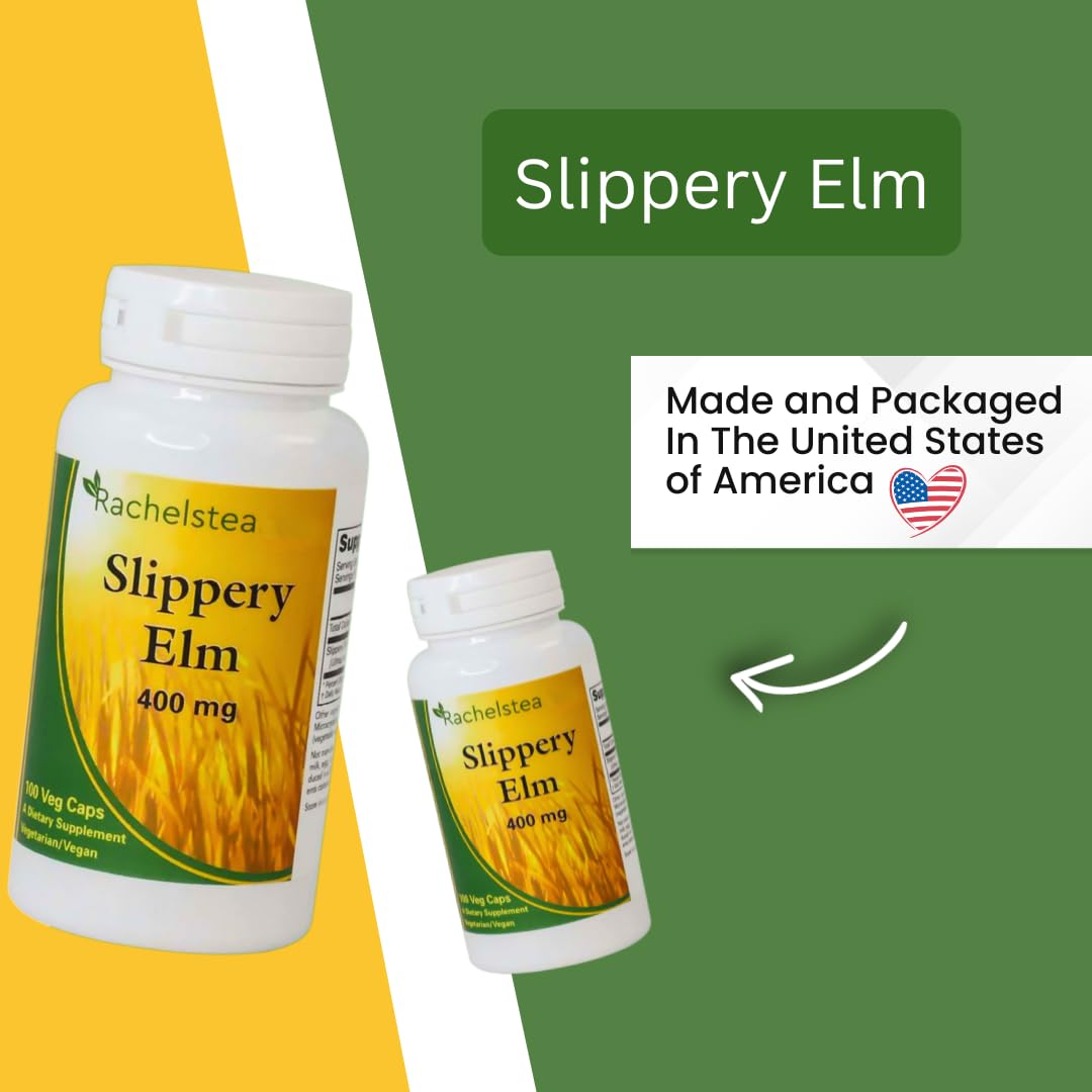 Rachelstea Slippery Elm 400 mg Capsule, 100 Count