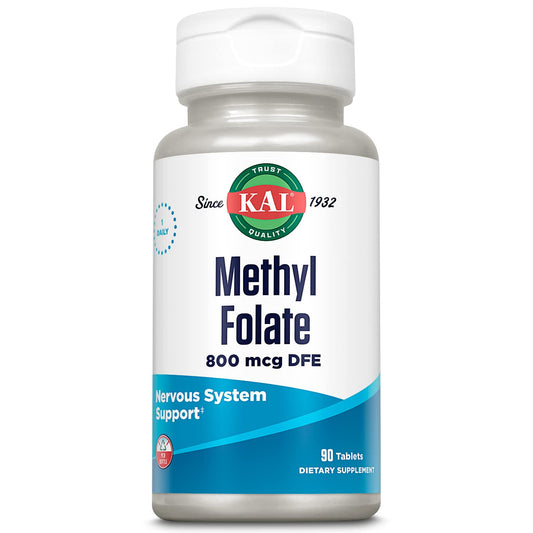 KAL Methyl Folate 800 mcg 5-MTHF Active Form Tablet 90 Count