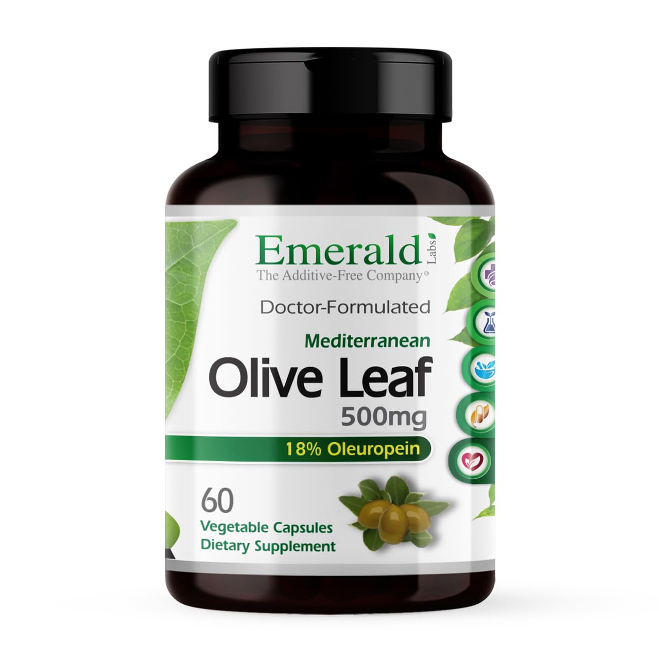 Emerald Labs Mediterranean Olive Leaf 500mg Olive Leaf Extract, Capsules, 60 Count