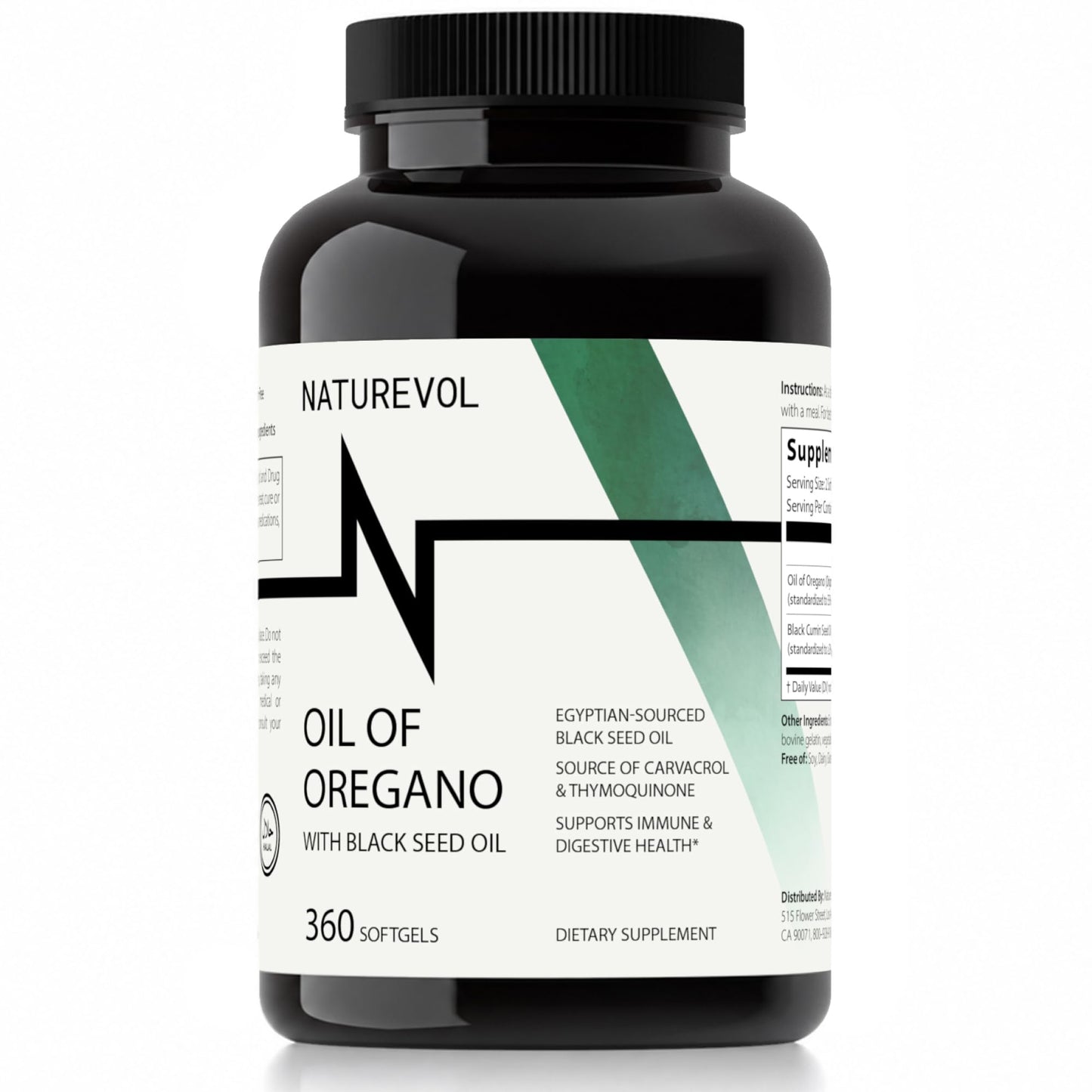 NATUREVOL Oil of Oregano with Black Seed Oil Softgels 360