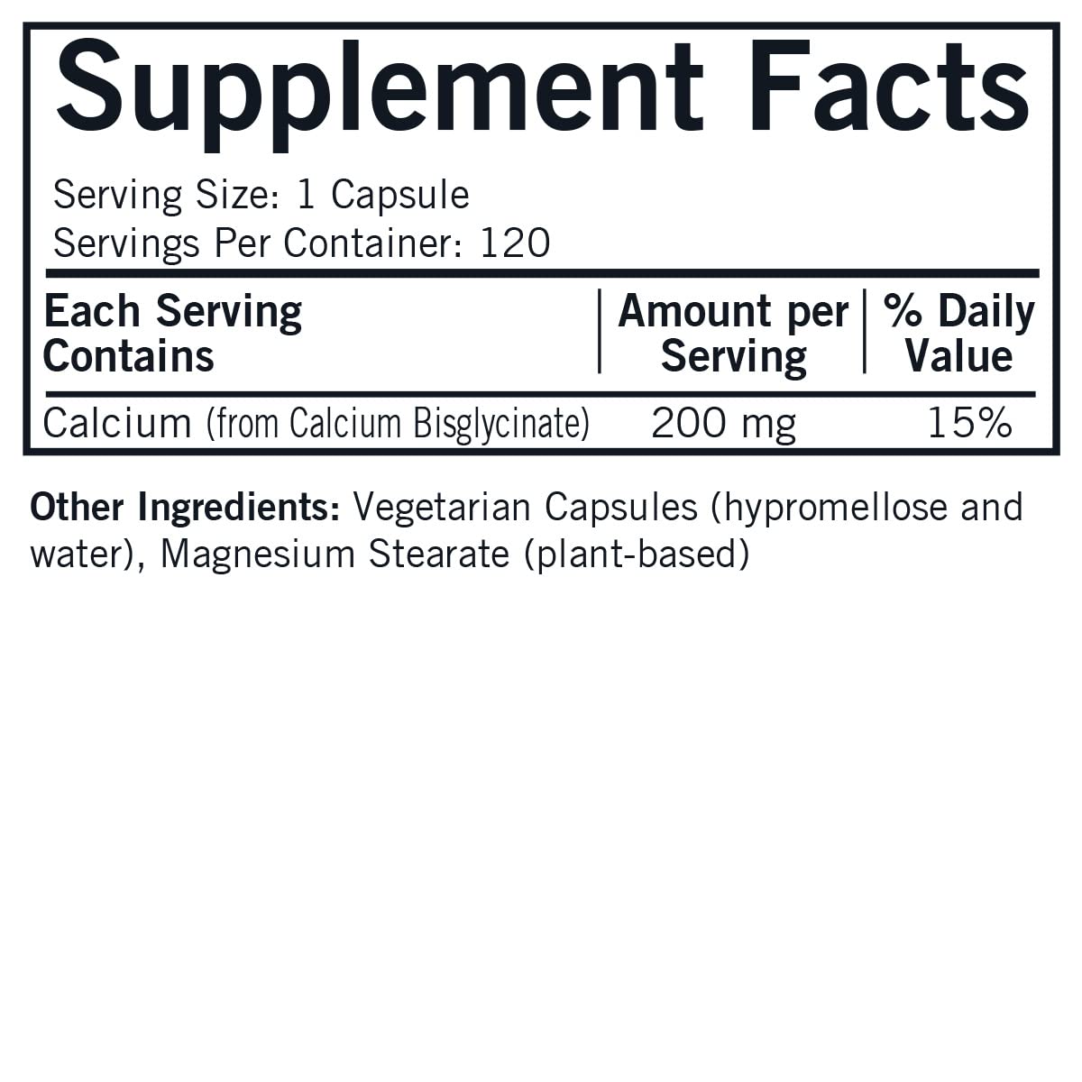 Kirkman Calcium Bisglycinate Chelate 200mg Capsules 120