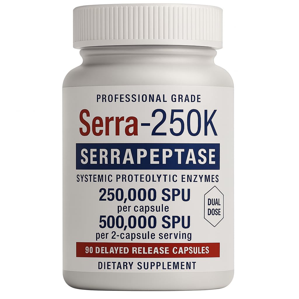 Lyndon Fields Medical Serra-250k Serrapeptase 250,000 SPU Per Capsule High Potency Enzyme, 90 Capsules